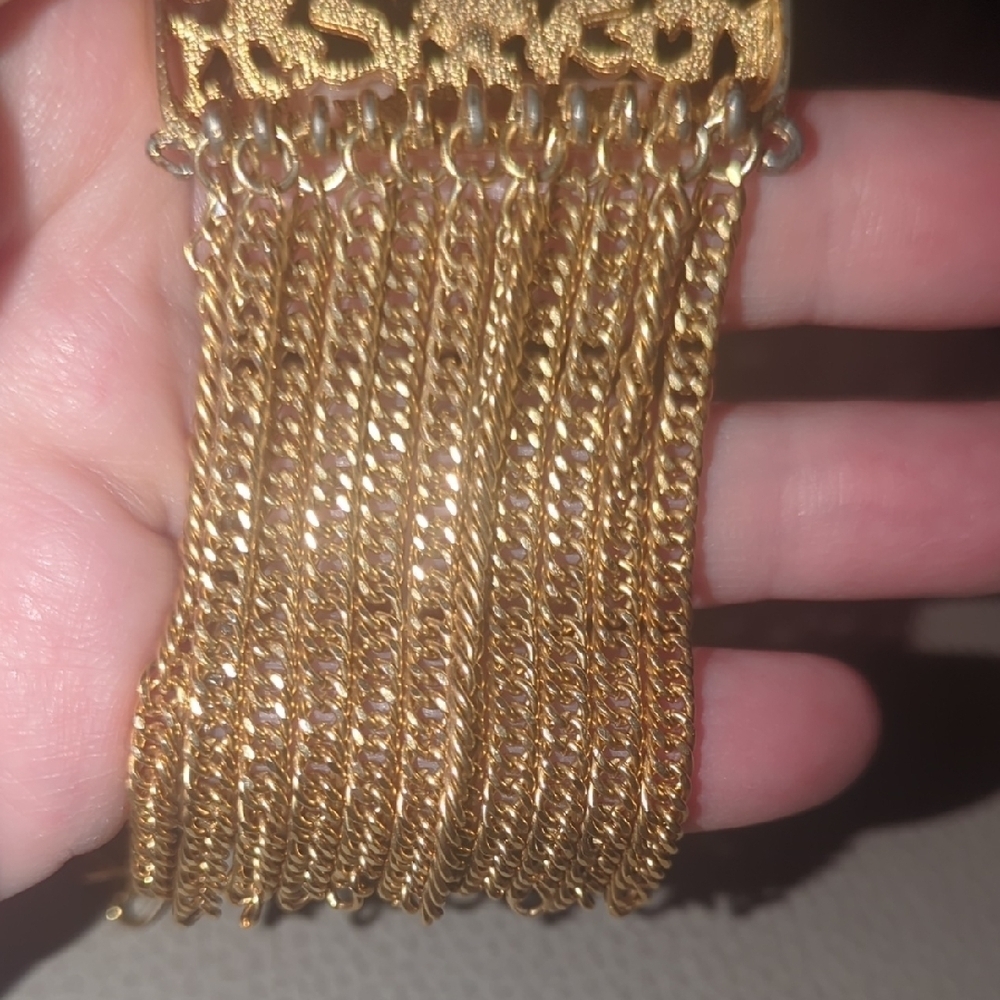 Lucien Piccard Vintage Gold Tassel Statement Necklace Ornate Lion Fringe Designe - Picture 4 of 4
